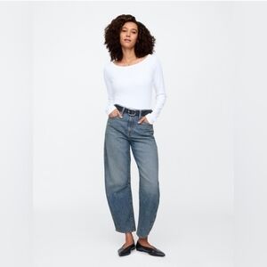 Gap High Rise Barrel Jeans Medium Indigo